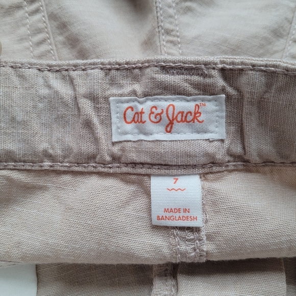 Tan Boys Pull On Woven Flat Front Shorts at Knee - Cat & Jack Adjustable Waist - Picture 10 of 11